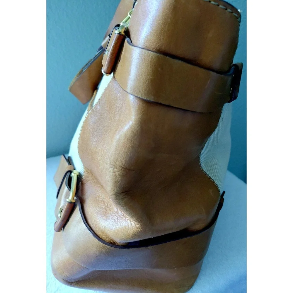 Michael Kors Classic Leather And Canvas Handbag Read Description
